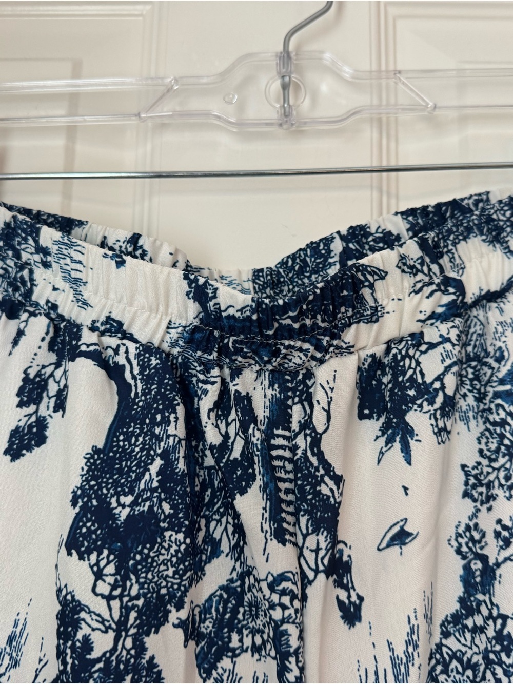 Navy & White Toile Wide-Leg Palazzo Pants - Picture 4 of 9